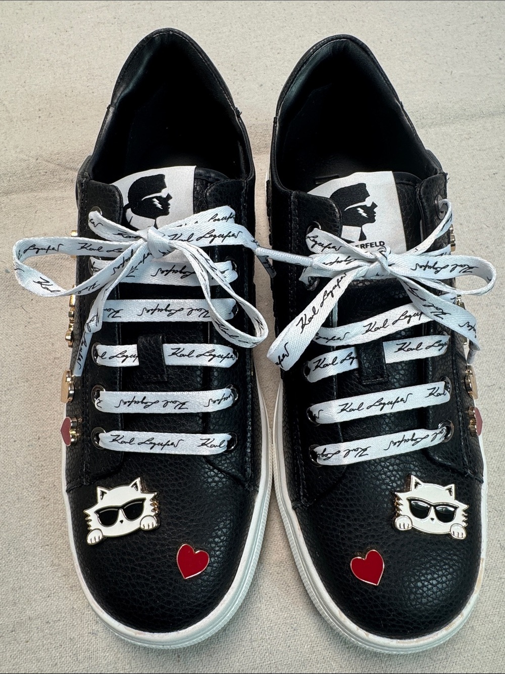 Karl Lagerfeld Black Cat Accent Lady’s Sneakers.